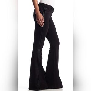 Hudson Natasha Side Seam Embellish Flare Faux Leather Stitch Trim Jeans 28